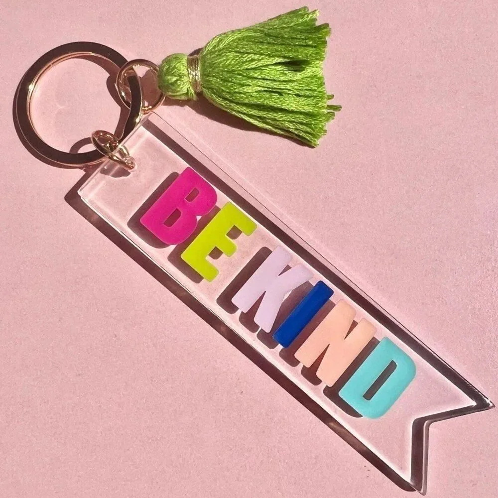 Be Kind Rainbow Positivity Tassle Keychain